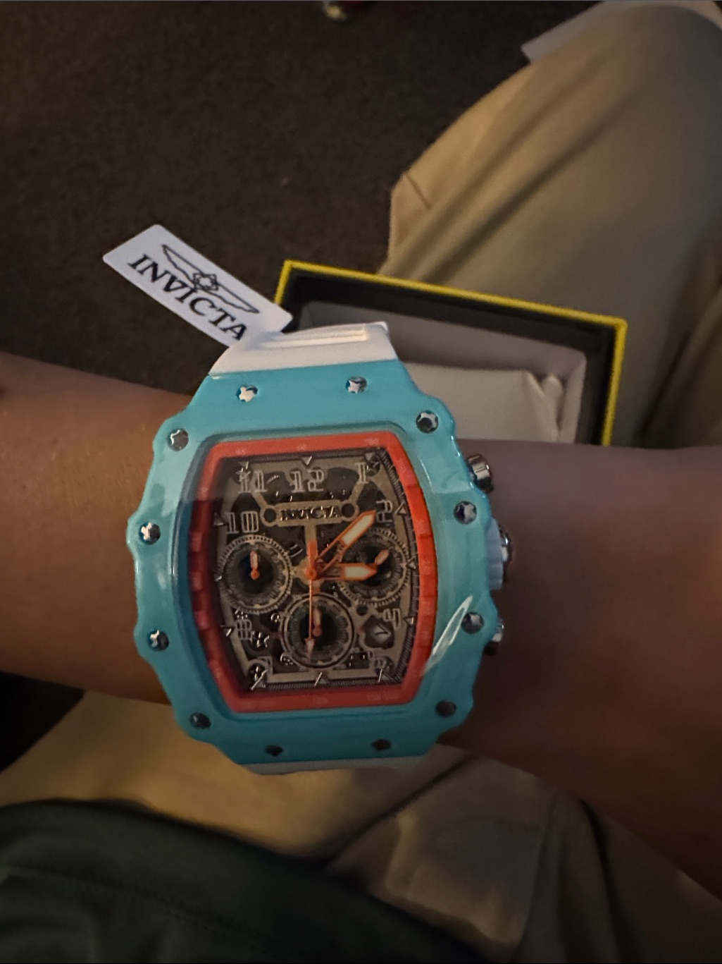 Invicta Miami Grand Prix Turquoise, Orange & White Chronograph Watch